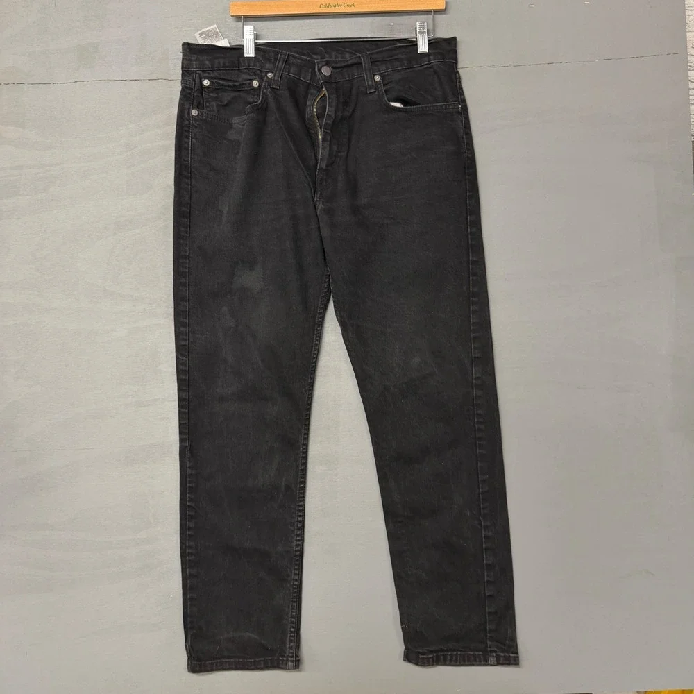 Levis 502 Regular Taper Mens Jeans‎ Black 36x32 Denim Pants 5-Pocket Zip Fly